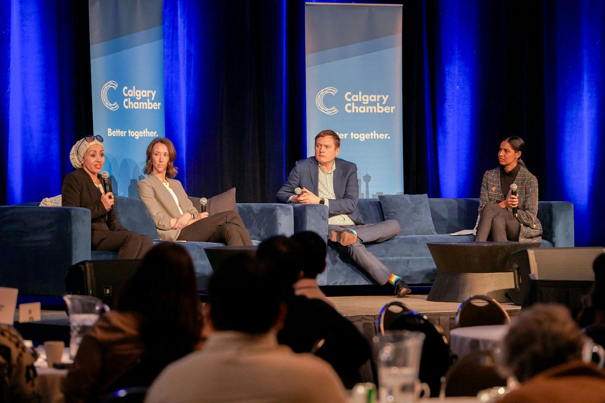 Dr. Ghada Naftie, Torrie Turner, Kevin Krausert and Ruhee Ismail-Teja speaking on a panel