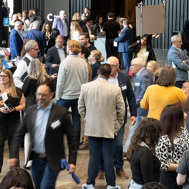 Calgary business members connecting at a Calgary Chamber event